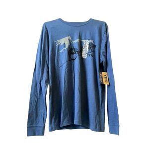 Yeti Mens Denim Long Haul Blue Long Sleeve Graphic T-Shirt Casual Outdoor Horses